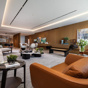 Warm Modern Living Room | Natural Woods and Sculptural Layers