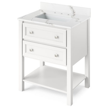 Jeffrey Alexander Adler 30" White Single Sink Vanity With Quartz Top