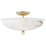 Hudson Valley Lighting - Somerset 3-Light Semi Flush by Mark D. Sikes, Aged Brass, Alabaster Shade - Enduring materials and an elegant shape enhance Somerset's distinguished nature. The natural marble dome diffuses light beautifully, accented with a delicate brass finial for added finesse. Available as a flush mount and pendant.