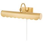 Mitzi - Fifi 2 Light Portable Shelf Light, Aged Brass - A new traditional take on the classic design, it features a sweet scalloped edge and curved arm that adds warmth and feels fresh. Fifi is available in three sizes and  finishes; Aged Brass, Soft White, and Soft Navy to fit any space and color scheme. Part of our Ariel Okin x Mitzi Tastemakers collection.