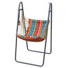 Soft Comfort Swing Chair and Stand, Rust/Teal, Striped