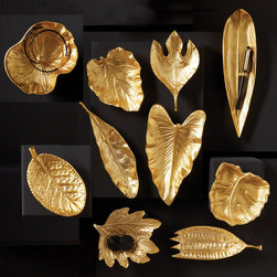 Tozai Home S/10 Lg Brass Foliage Dishes - Major Kitchen Appliance Parts And Accessories