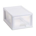 Sterilite 20518006 Stacking Storage Drawer, 6 Qt, White Frame with Clear Drawer