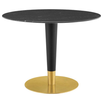 Zinque 40" Artificial Marble Dining Table, Gold Black