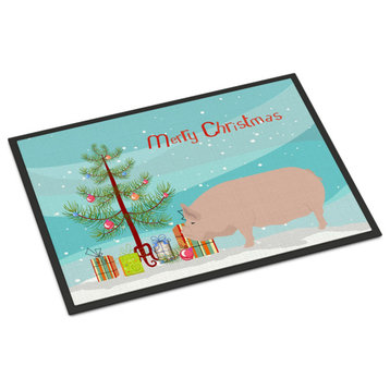 Caroline's TreasuresWelsh Pig Christmas Doormat 18x27 Multicolor