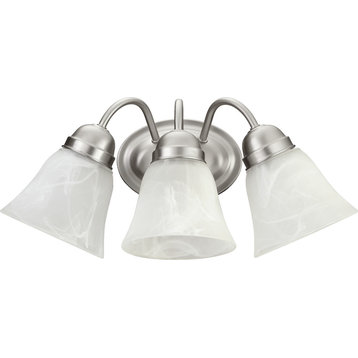 3-Light Wall Mount With 2532 Wall Mount, Satin Nickel With Faux Alabaster