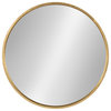 Travis Round Wood Accent Wall Mirror, Gold 25.6" Diameter