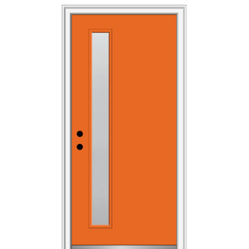 36 in.x80 in. 1 Lite Frosted Right-Hand Inswing Painted Fiberglass Smooth Door