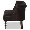 Flax Victorian Style Black Velvet Fabric Upholstered 2-seater Loveseat