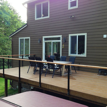 Black Aluminum Posts, Cable Infill, & Customer-Supplied Top Rail in Yacolt, WA