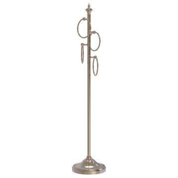 Floor Standing 4 Towel Ring Stand, Antique Pewter