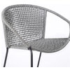 Snack Indoor Outdoor Stackable Steel Dining Chair With Gray Rope, Set of 2