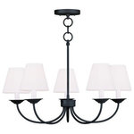 Livex Lighting - Livex Lighting 5275-04 Mendham - Five Light Convertible Chandelier - Canopy Included.  Shade IncludeMendham Five Light C Black Off-White Line *UL Approved: YES Energy Star Qualified: n/a ADA Certified: n/a  *Number of Lights: Lamp: 5-*Wattage:60w Candelabra Base bulb(s) *Bulb Included:No *Bulb Type:Candelabra Base *Finish Type:Black