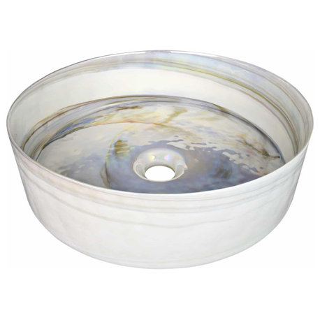 Positano Murano Glass Bathroom Sink, Abalone