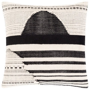 Banksia Pillow, Black/Cream, 20"x20", Down Insert