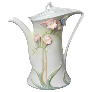 Freesia Coffee Pot, Pink Flower, Freesia, Fine Porcelain