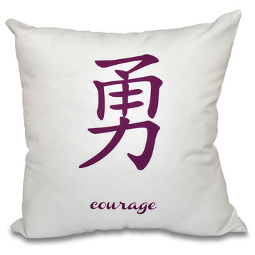 20"x20" Courage, Word Print Pillow, Purple