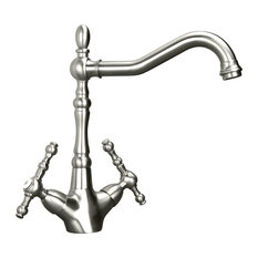 Enki Victoria Traditional Georgian Brass Kitchen Sink Mixer Tap, Nickel Steel
