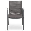 Elma Outdoor Modern Dining Chair With Rope Seat, Set of 2, Gray/Dark Gray