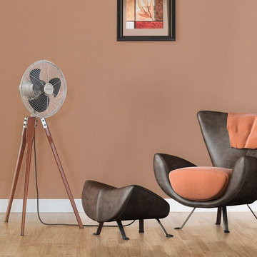 Fanimation Arden Standing Portable Fan in Satin Nickel