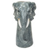 Hand-Painted Decorative Stoneware Elephant Vase, Grey and White