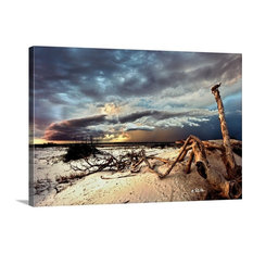 Desert Landscape-Dark Blue Storm Clouds Wrapped Canvas Art Print, 18"x12"x1.5"