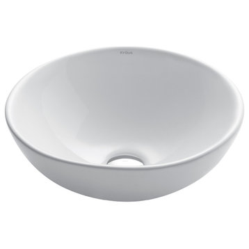 Kraus KCV-141-SO 15-3/4" Ceramic Vessel Bathroom Sink Only - White Ceramic