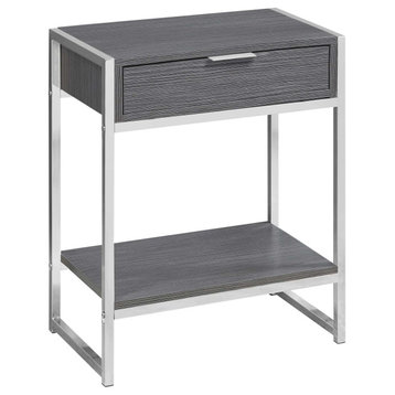 HomeRoots 12.75" x 19.5" x 23.75" Grey Finish and Metal Accent Table