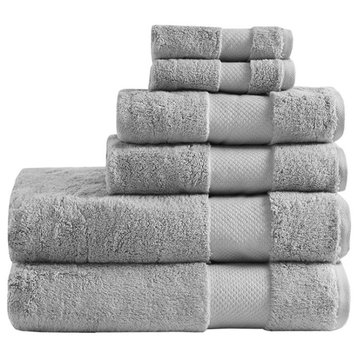 Madison Park Signature Turkish Cotton 6 Piece Bath Towel Set, Grey