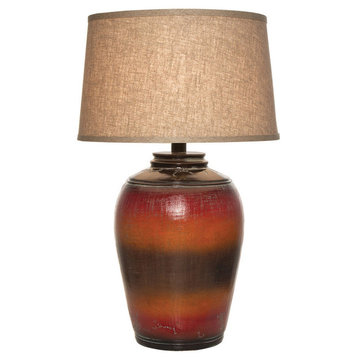 Tuscan Table Lamp With Shade, Red Orange