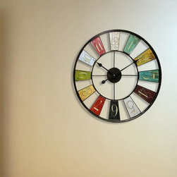 Kaleidoscope 24" Round Steel Frame w/ Colorful Panels Clock - Wall Clocks
