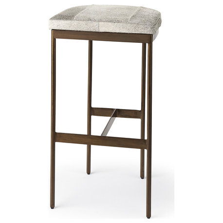 Millie 16.75 X 17.75 X 30 Hair-on-hide Seat W/ Gold Frame Bar Stool