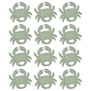 Distressed White Cast Iron Coastal Crab Drawer Pull Set of 12