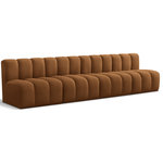 Meridian Furniture - Arc Velvet Upholstered 4-Pc. Modular Sofa, Saddle - Give your living room or den the perfect blend of style and versatility with this Arc velvet fabric curved modular Sectional. Part of the Arc modular furniture collection, this Sectional comes upholstered in rich saddle velvet fabric and features deep channel tufting that adds a touch of luxury while enhancing comfort and support. A seamless combination of form and function, this chair can be used with other Arc pieces to create a myriad of configurations in your well-curated room.