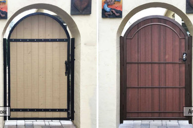 Before & After - Iron & Wood Gate by First Impression Ironworks