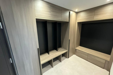 This is an example of a contemporary cloakroom in London.