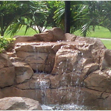 Small Carved Gunite Cascade Waterfall Feature