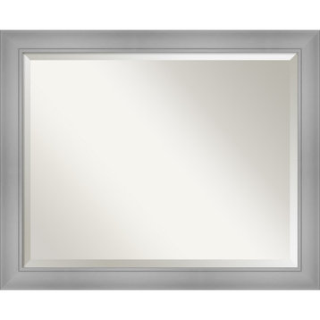 Flair Polished Nickel Beveled Bathroom Wall Mirror - 32 x 26 in.