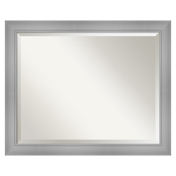Flair Polished Nickel Bathroom Vanity Wall Mirror, 32x26