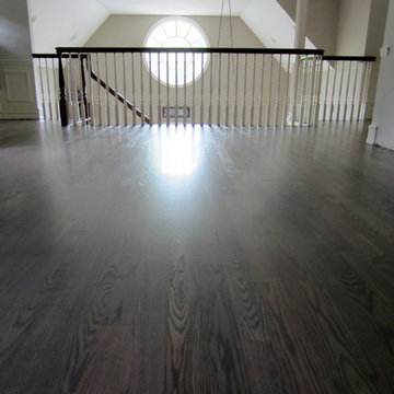 NISSEQUOGUE:  CUSTOM GREY STAIN ON RED OAK - BONA TRAFFIC HD POLY