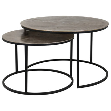 Round Gold Aluminum Nesting Coffee Tables (2) | OROA Asher