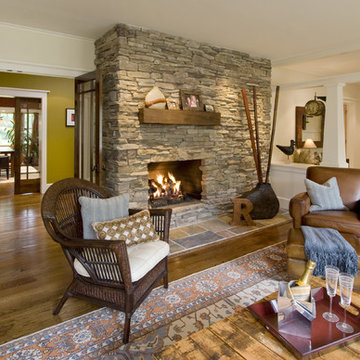 Living Room with Stone Fire Place. Maplewood, NJ