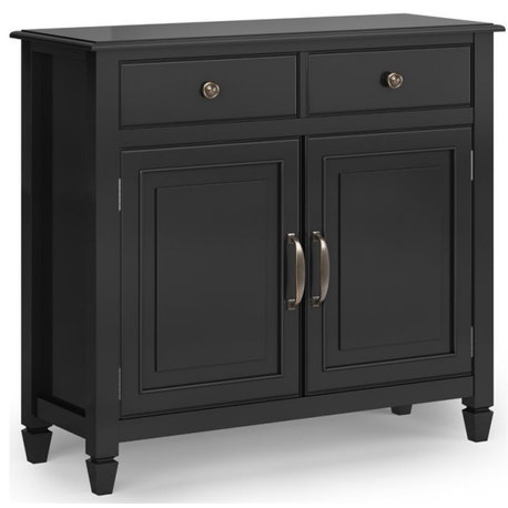 Simpli Home Connaught 2 Door Solid Wood Entryway Console Table in Black