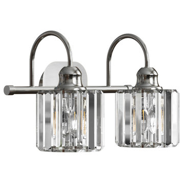 ExBrite Modern Dimmable Bathroom Crystal Vanity Lights, Silver, 2 Lights