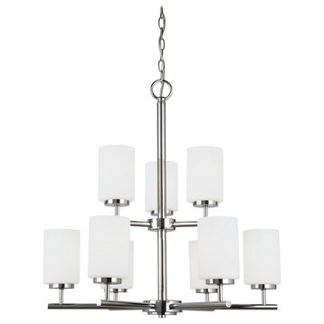 Contemporary Nine Light Chandelier-Chrome Finish-Incandescent Lamping Type