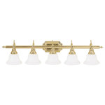 Livex Lighting - Livex Lighting 1285-02 French Regency - Five Light Bath Bar - Shade Included: YesFrench Regency Five  Polished Brass White *UL Approved: YES Energy Star Qualified: n/a ADA Certified: n/a  *Number of Lights: Lamp: 5-*Wattage:100w Medium Base bulb(s) *Bulb Included:No *Bulb Type:Medium Base *Finish Type:Polished Brass