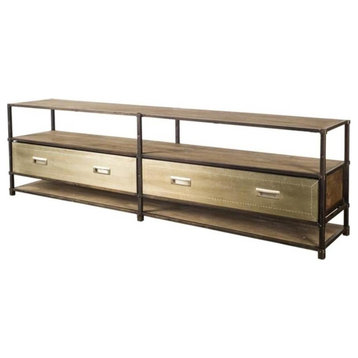 Farrow 72.5Lx14Wx20H Brass Wood/Metal TV Stand Media Console With Storage
