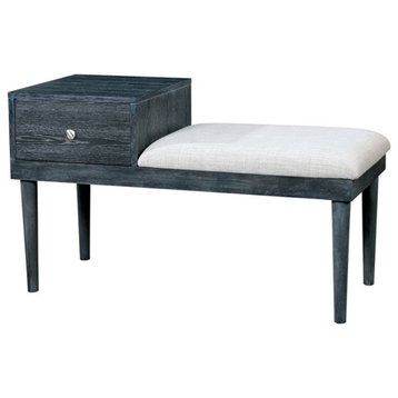 Furniture of America Dot Mid-Century Wood Storage Accent Bench in Weathered Gray