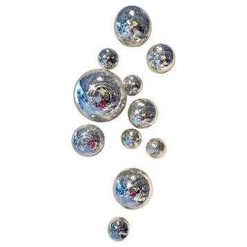 Wall Spheres, Silver Crackle, Set of 11