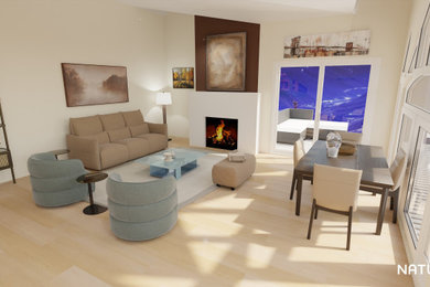 Living room - modern living room idea in Denver